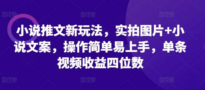 小说推文新玩法，实拍图片+小说文案，操作简单易上手，单条视频收益四位数优创云网-专注分享网络创业项目落地实操课程 – 全网首发_高质量创业项目输出优创云网