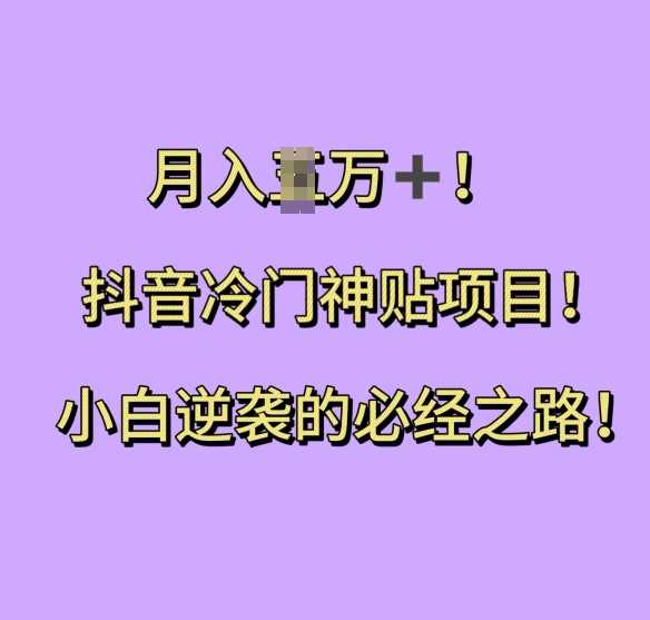 抖音冷门神贴项目，小白逆袭的必经之路，月入过W【揭秘】优创云网-专注分享网络创业项目落地实操课程 – 全网首发_高质量创业项目输出优创云网