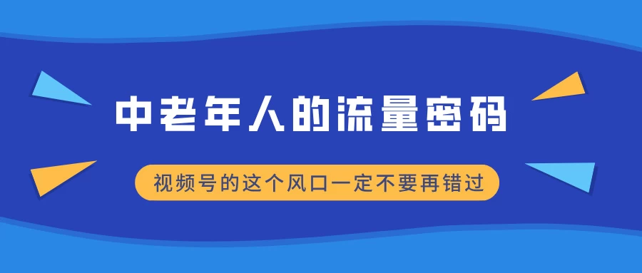 中老年人的流量密码，视频号的这个风口一定不要再错过，小白轻松月入过万优创云网-专注分享网络创业项目落地实操课程 – 全网首发_高质量创业项目输出优创云网