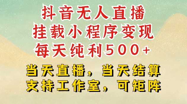 抖音无人直播挂载小程序变现每天纯利500+当天直播，当天结算支持工作室，可矩阵【揭秘】优创云网-专注分享网络创业项目落地实操课程 – 全网首发_高质量创业项目输出优创云网