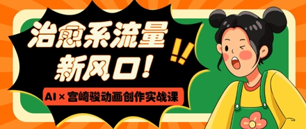 治愈系流量新风口，AI+宫崎骏动画创作实战课，从0到1打造爆款视频优创云网-专注分享网络创业项目落地实操课程 – 全网首发_高质量创业项目输出优创云网