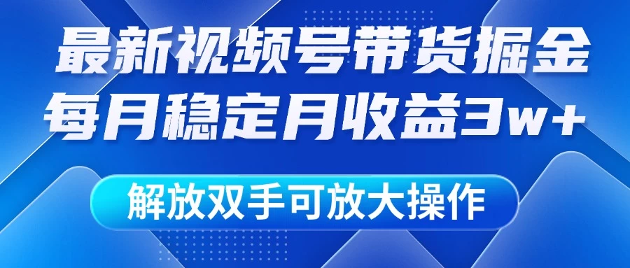 最新视频号带货掘金项目，每月稳定月收益3w+，解放双手，可放大操作优创云网-专注分享网络创业项目落地实操课程 – 全网首发_高质量创业项目输出优创云网