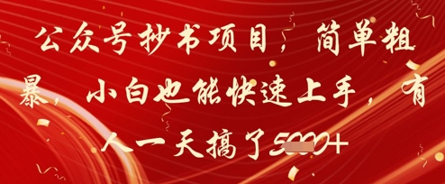 公众号抄书项目，简单粗暴，小白也能快速上手，有人一天搞了1k+优创云网-专注分享网络创业项目落地实操课程 – 全网首发_高质量创业项目输出优创云网