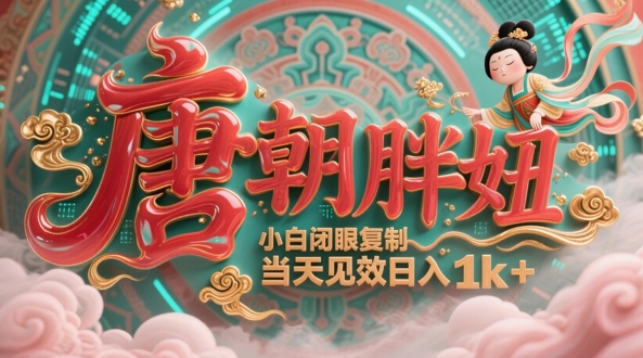 用AI克隆“唐朝胖妞”日更3条，平台疯狂推流，小白闭眼复制，当天见效，日入1k+优创云网-专注分享网络创业项目落地实操课程 – 全网首发_高质量创业项目输出优创云网