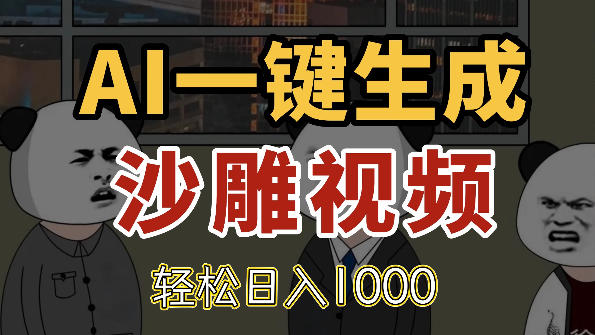 AI一键生成沙雕视频，一条视频千万播放，轻松日入1000优创云网-专注分享网络创业项目落地实操课程 – 全网首发_高质量创业项目输出优创云网
