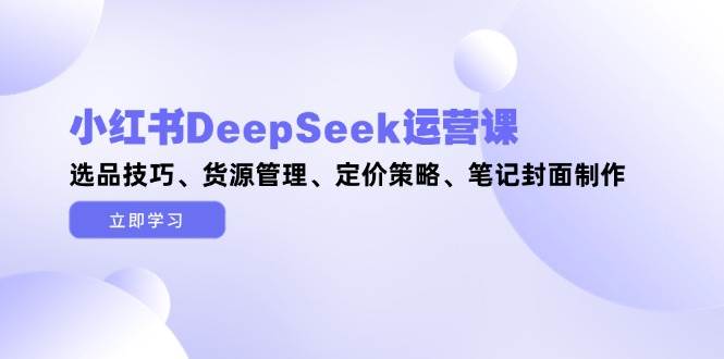 小红书DeepSeek运营课，选品技巧、货源管理、定价策略、笔记封面制作优创云网-专注分享网络创业项目落地实操课程 – 全网首发_高质量创业项目输出优创云网