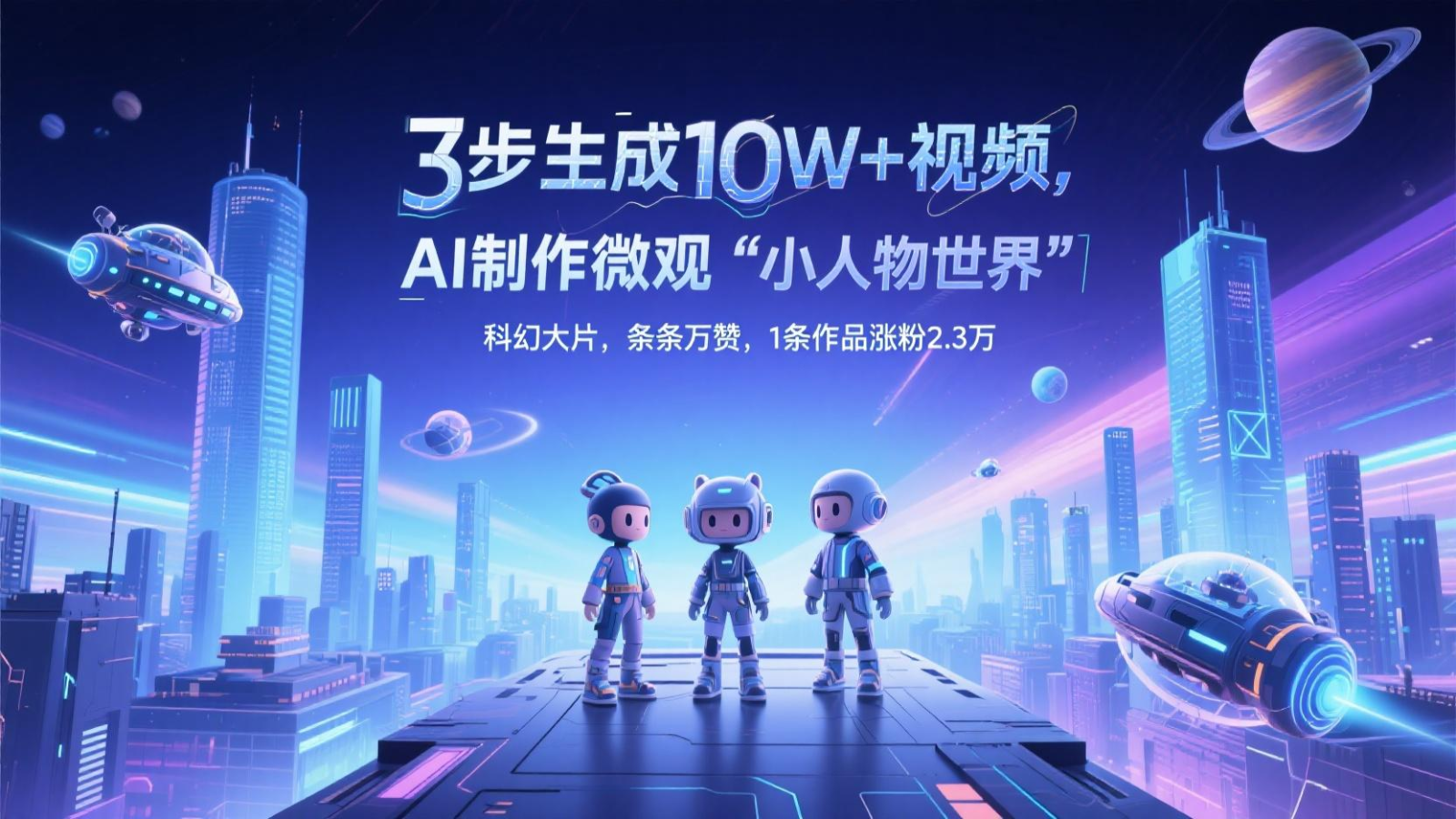 三步生成10W+视频，AI制作微观“小人物世界”科幻大片，条条万赞，1条作品涨粉2.3万优创云网-专注分享网络创业项目落地实操课程 – 全网首发_高质量创业项目输出优创云网