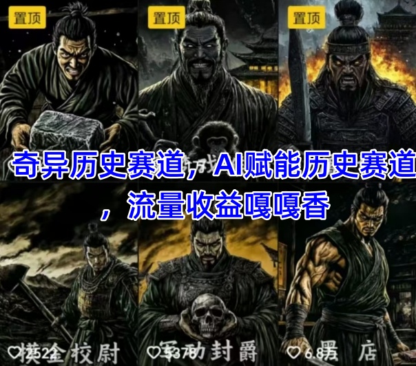 抖音奇异历史赛道，AI赋能历史赛道，流量收益嘎嘎香，狂撸伙伴计划优创云网-专注分享网络创业项目落地实操课程 – 全网首发_高质量创业项目输出优创云网