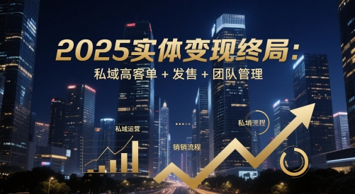 2025实体变现终局：私域高客单+发售+团队管理优创云网-专注分享网络创业项目落地实操课程 – 全网首发_高质量创业项目输出优创云网