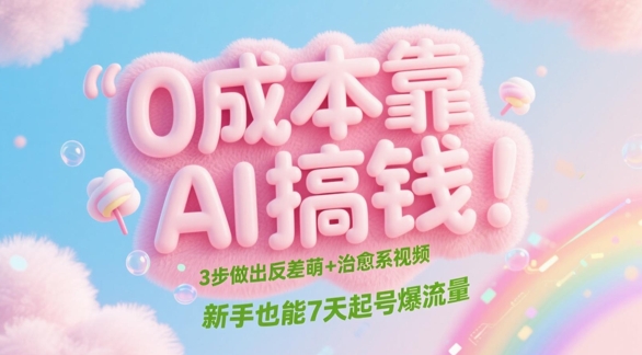 0成本靠AI搞钱！3步做出反差萌+治愈系视频，新手也能7天起号爆流量优创云网-专注分享网络创业项目落地实操课程 – 全网首发_高质量创业项目输出优创云网