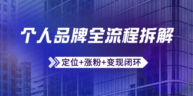 个人品牌全流程拆解：定位+涨粉+变现闭环，微信生态运营与资源整合优创云网-专注分享网络创业项目落地实操课程 – 全网首发_高质量创业项目输出优创云网