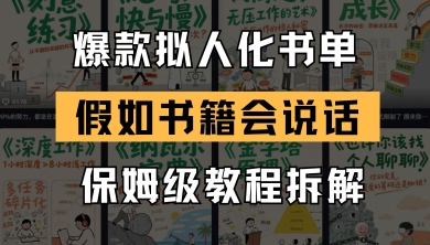 最新爆款拟人化书单玩法，假如书籍会说话，保姆级教程优创云网-专注分享网络创业项目落地实操课程 – 全网首发_高质量创业项目输出优创云网
