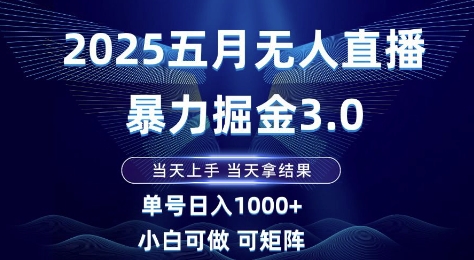 2025五月无人直播暴力掘金3.0，当天上手，当天拿结果，单号日入1k+小白可做可矩阵【揭秘】优创云网-专注分享网络创业项目落地实操课程 – 全网首发_高质量创业项目输出优创云网