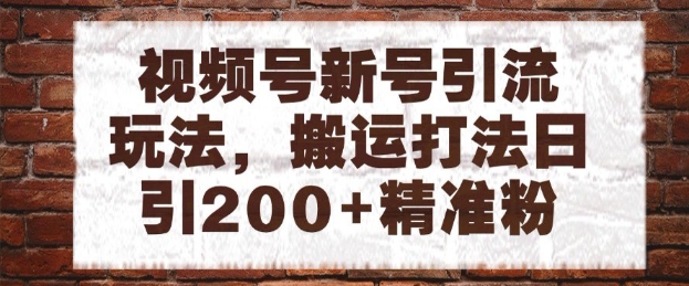 视频号新号引流玩法，搬运打法日引200+精准粉，可矩阵放大【揭秘】优创云网-专注分享网络创业项目落地实操课程 – 全网首发_高质量创业项目输出优创云网