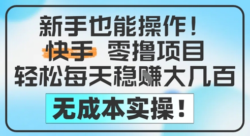新手也能操作，快手零撸挣米，轻松每天挣2-5张，完全无成本优创云网-专注分享网络创业项目落地实操课程 – 全网首发_高质量创业项目输出优创云网