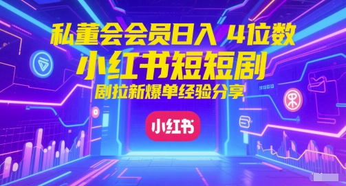 私董会会员日入4位数小红书红果短剧拉新爆单经验分享优创云网-专注分享网络创业项目落地实操课程 – 全网首发_高质量创业项目输出优创云网