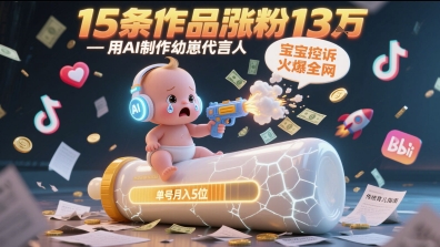 用AI制作幼崽代言人，宝宝的控诉火爆全网，15条作品涨粉13W，单号月入5位数实操教程优创云网-专注分享网络创业项目落地实操课程 – 全网首发_高质量创业项目输出优创云网