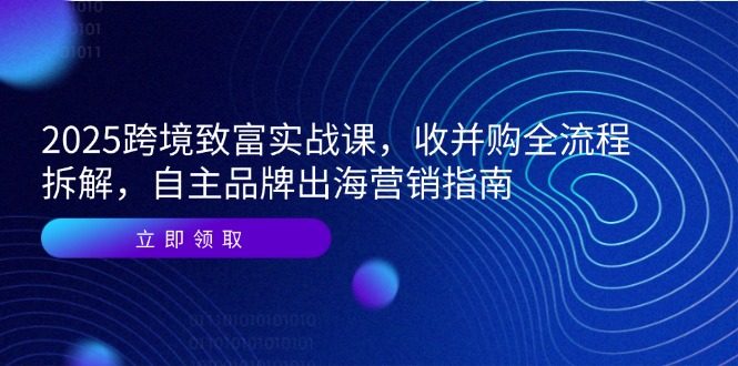 2025跨境致富实战课，收并购全流程拆解，自主品牌出海营销指南优创云网-专注分享网络创业项目落地实操课程 – 全网首发_高质量创业项目输出优创云网