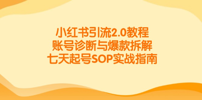 小红书引流2.0教程，账号诊断与爆款拆解，七天起号SOP实战指南优创云网-专注分享网络创业项目落地实操课程 – 全网首发_高质量创业项目输出优创云网