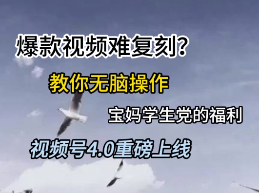 视频号4.0重磅上线，爆款视频难复刻？教你无脑操作宝妈学生党的福利【揭秘】优创云网-专注分享网络创业项目落地实操课程 – 全网首发_高质量创业项目输出优创云网