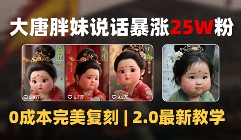 AI大唐胖贵妃说话2.0，40条视频暴涨40w粉，附独家变现攻略优创云网-专注分享网络创业项目落地实操课程 – 全网首发_高质量创业项目输出优创云网