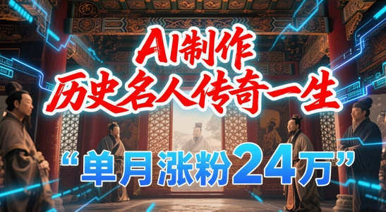 暴力起号！用AI制作历史名人传奇一生，单月涨粉24W，涨粉+变现赛道黑马来了优创云网-专注分享网络创业项目落地实操课程 – 全网首发_高质量创业项目输出优创云网