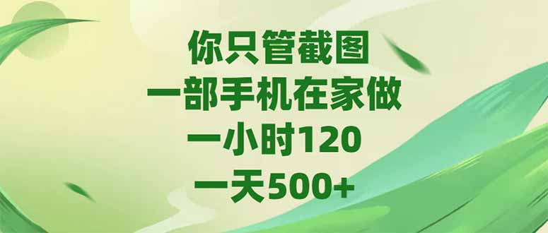 你只管截图，一部手机在家做，一小时120，-天500+优创云网-专注分享网络创业项目落地实操课程 – 全网首发_高质量创业项目输出优创云网