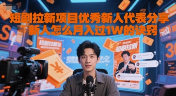 短剧拉新项目优秀新人代表分享新人怎么月入过1W的诀窍优创云网-专注分享网络创业项目落地实操课程 – 全网首发_高质量创业项目输出优创云网