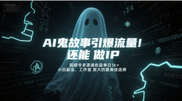 AI鬼故事引爆流量，还能做IP，视频号多渠道收益单日1k+，小白副业、工作室放大的最佳选择优创云网-专注分享网络创业项目落地实操课程 – 全网首发_高质量创业项目输出优创云网