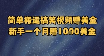 简单搬运搞笑视频挣美金，新手一个月入1k美金优创云网-专注分享网络创业项目落地实操课程 – 全网首发_高质量创业项目输出优创云网