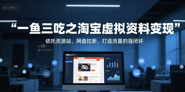 一鱼三吃之淘宝虚拟资料变现，依托资源站、网盘拉新，打造流量的强闭环优创云网-专注分享网络创业项目落地实操课程 – 全网首发_高质量创业项目输出优创云网