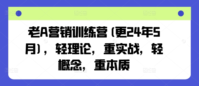 老A营销训练营(更25年6月)，轻理论，重实战，轻概念，重本质优创云网-专注分享网络创业项目落地实操课程 – 全网首发_高质量创业项目输出优创云网