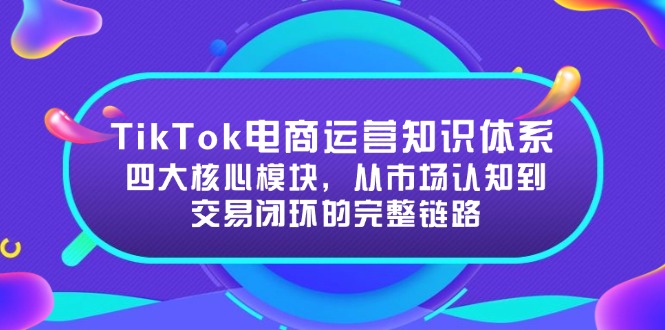 TikTok电商运营知识体系：四大核心模块，从市场认知到交易闭环的完整链路优创云网-专注分享网络创业项目落地实操课程 – 全网首发_高质量创业项目输出优创云网