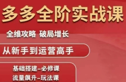 拼多多全阶实战课程，全维攻略，破局增长，从新手到运营高手优创云网-专注分享网络创业项目落地实操课程 – 全网首发_高质量创业项目输出优创云网