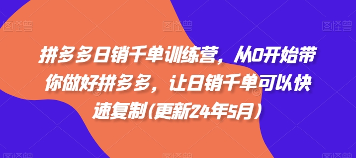 拼多多日销千单训练营，从0开始带你做好拼多多，让日销千单可以快速复制(更新25年6月)优创云网-专注分享网络创业项目落地实操课程 – 全网首发_高质量创业项目输出优创云网