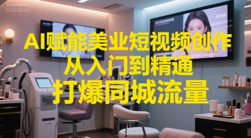 AI赋能美业短视频创作，从入门到精通，打爆同城流量，超级AI工具短视频实操落地优创云网-专注分享网络创业项目落地实操课程 – 全网首发_高质量创业项目输出优创云网