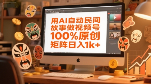 用AI自动民间故事做视频号，100%原创，矩阵日入1k+优创云网-专注分享网络创业项目落地实操课程 – 全网首发_高质量创业项目输出优创云网