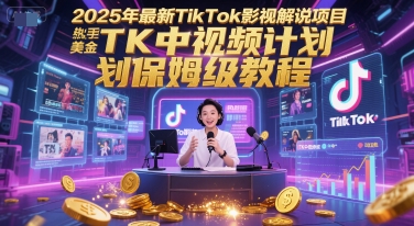 2025年最新TikTok影视解说项目，新手也能挣美金，TK中视频计划保姆级教程优创云网-专注分享网络创业项目落地实操课程 – 全网首发_高质量创业项目输出优创云网