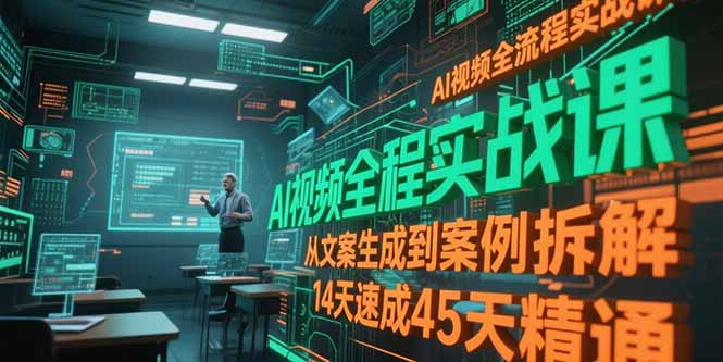 AI视频全流程实战课，从文案生成到案例拆解，14天速成45天精通优创云网-专注分享网络创业项目落地实操课程 – 全网首发_高质量创业项目输出优创云网