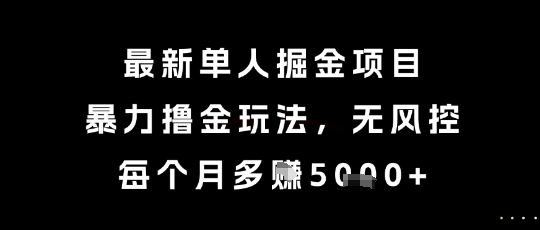 最新单人掘金项目，暴力撸金玩法，无风控，每个月多挣5k+【揭秘】优创云网-专注分享网络创业项目落地实操课程 – 全网首发_高质量创业项目输出优创云网