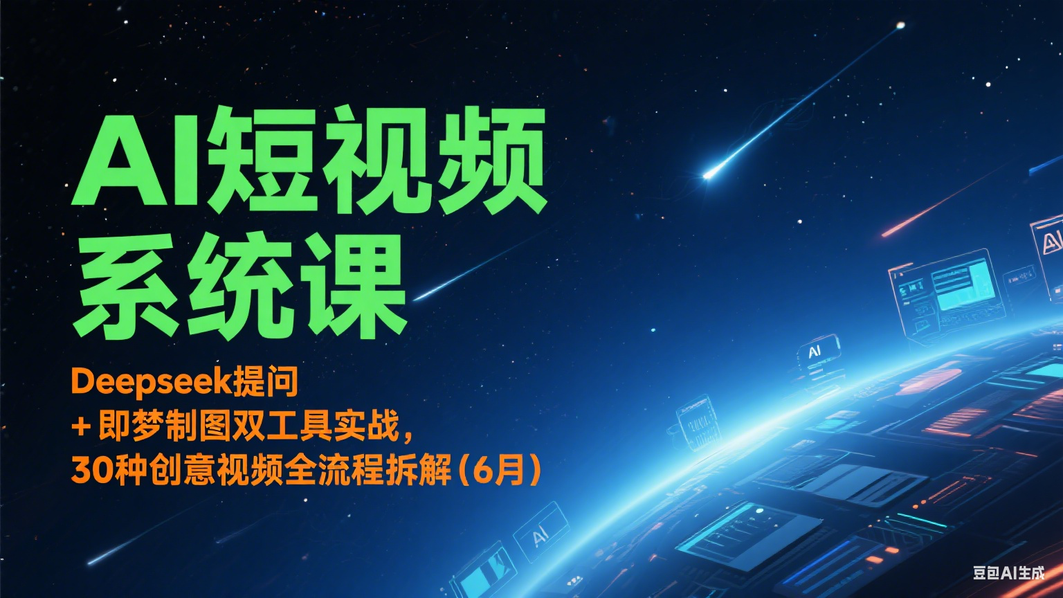 AI短视频系统课：Deepseek提问 + 即梦制图双工具实战，30种创意视频全流程拆解(6月)优创云网-专注分享网络创业项目落地实操课程 – 全网首发_高质量创业项目输出优创云网