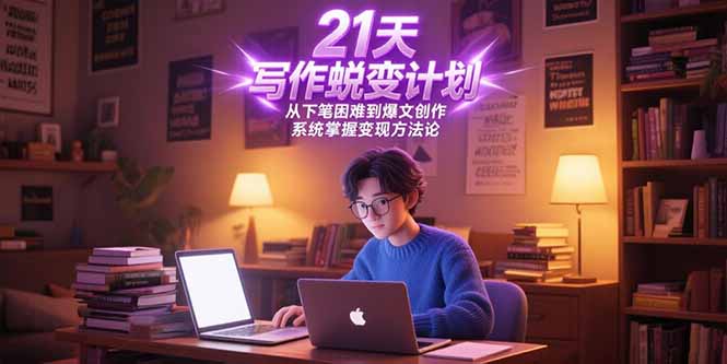 21天写作蜕变计划，从下笔困难到爆文创作，系统掌握变现方法论优创云网-专注分享网络创业项目落地实操课程 – 全网首发_高质量创业项目输出优创云网