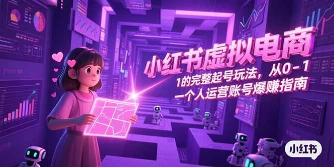 小红书虚拟电商，从0-1的完整起号玩法，一个人运营账号爆赚指南优创云网-专注分享网络创业项目落地实操课程 – 全网首发_高质量创业项目输出优创云网