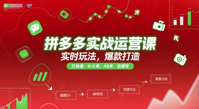 拼多多实战运营课，实时玩法，爆款打造，改销量，补大单，AB单，直播等(更新2025月)优创云网-专注分享网络创业项目落地实操课程 – 全网首发_高质量创业项目输出优创云网