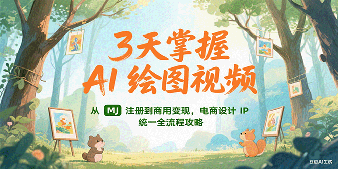 3天掌握AI绘图视频，从MJ 注册到商用变现，电商设计IP统一全流程攻略优创云网-专注分享网络创业项目落地实操课程 – 全网首发_高质量创业项目输出优创云网