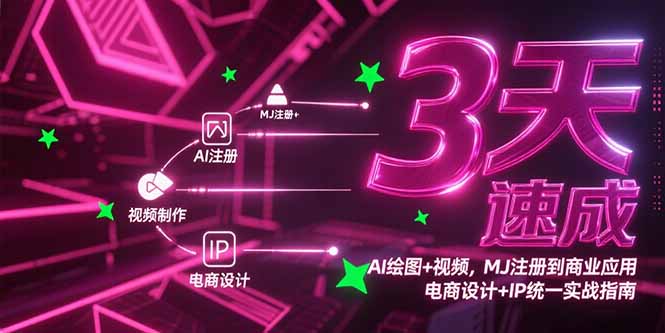 3天速成AI绘图+视频，MJ注册到商业应用，电商设计+IP统一实战指南优创云网-专注分享网络创业项目落地实操课程 – 全网首发_高质量创业项目输出优创云网