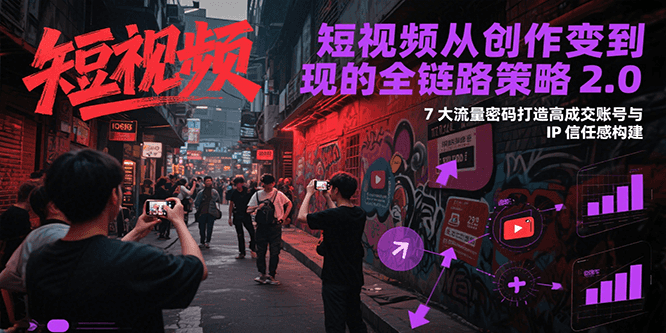 短视频从创作到变现的全链路策略2.0，7大流量密码构建IP信任感打造高成交账号优创云网-专注分享网络创业项目落地实操课程 – 全网首发_高质量创业项目输出优创云网