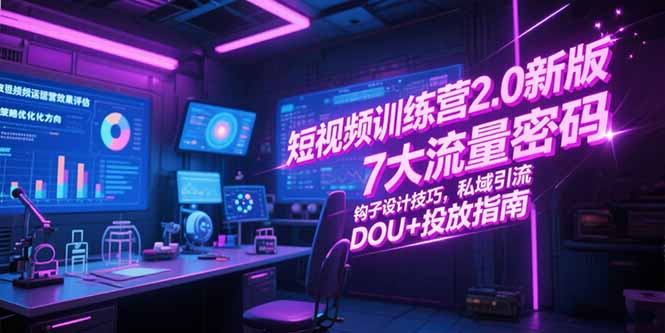 短视频训练营2.0新版，7大流量密码/钩子设计技巧/私域引流/DOU+投放指南优创云网-专注分享网络创业项目落地实操课程 – 全网首发_高质量创业项目输出优创云网