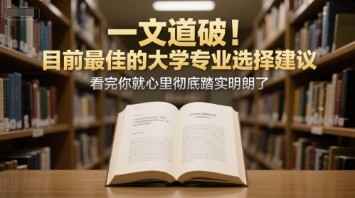 付费文章：一文道破！目前最佳的大学专业选择建议，看完你就心里彻底踏实明朗了优创云网-专注分享网络创业项目落地实操课程 – 全网首发_高质量创业项目输出优创云网