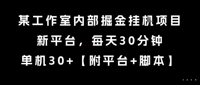 某工作室内部掘金挂G项目，新平台，每天30分钟，单机30+【揭秘】优创云网-专注分享网络创业项目落地实操课程 – 全网首发_高质量创业项目输出优创云网